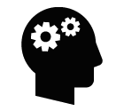 Vector icon of male profile with gears