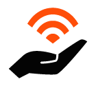 WiFi on hand vector icon