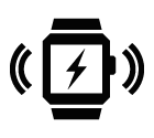 Vector icon of wireless signal going from smart watch with lightning on screen