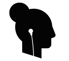 Vector icon of female profile with headphones