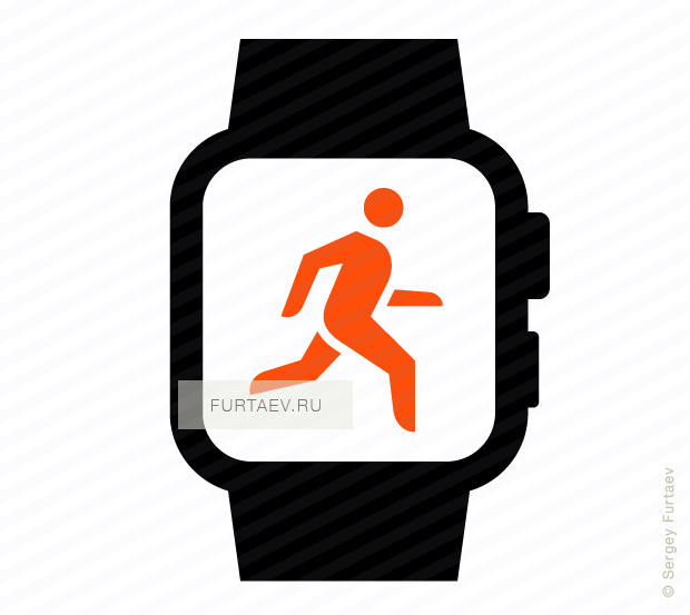 Vector icon of smart watch with running man on screen
