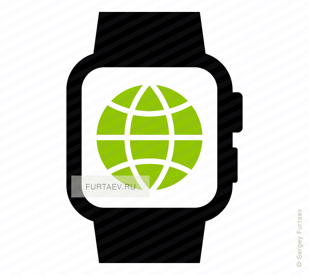 Vector icon of smart watch with globe on screen