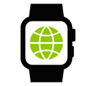 Vector icon of smart watch with globe on screen