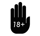 Vector icon of 18+ written on palm