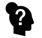 Vector icon of female profile with question mark