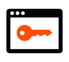 Vector icon of key over application screen