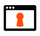 Vector icon of keyhole over application screen