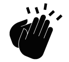 Vector icon of clapping hands with motion lines around them