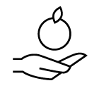 Vector icon of hand holding apple
