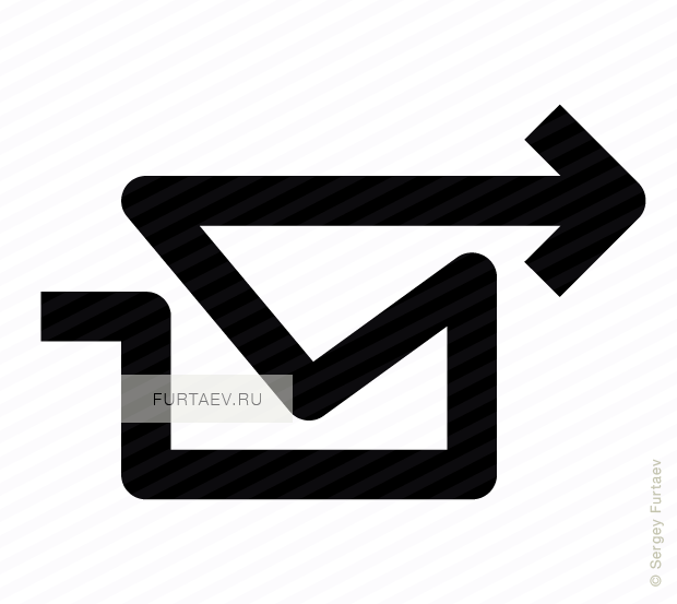 Vector icon of arrow in shape of envelope