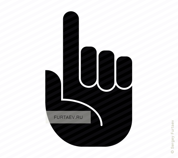 Vector icon of hand with raised index finger