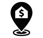 Vector icon of house with dollar sign on map marker