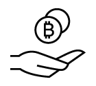 Vector icon of hand holding two bitcoins