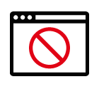 Vector icon of web browser with prohibitory sign inside