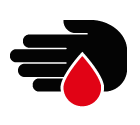 Vector icon of hand holding blood drop