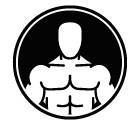 Vector icon of muscular man against circle