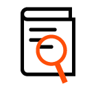 Vector icon of book under magnifying glass
