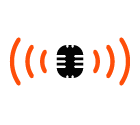 Vector icon of wireless signal going from microphone