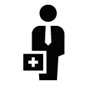 Vector icon of standing man with tie and first aid kit