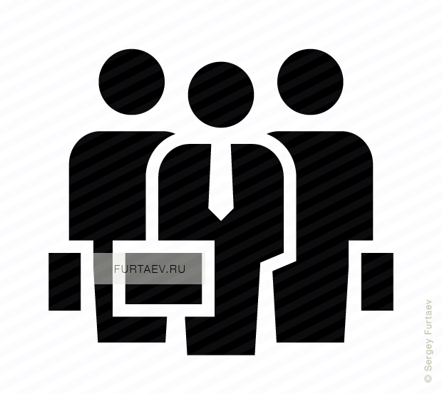 Vector icon of business people group with briefcases