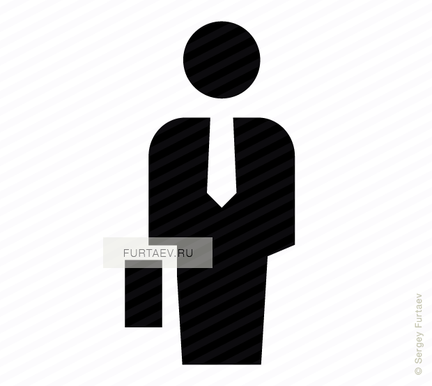 Vector icon of standing man with tie and briefcase
