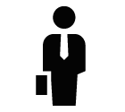 Vector icon of standing man with tie and briefcase