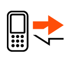 Vector icon of mobile phone and two arrows