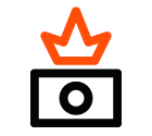 Vector icon of compact camera with crown flash