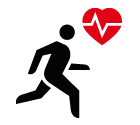 Vector icon of heartbeat near running man