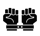 Vector icon of hands in handcuffs
