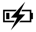 Vector icon of lightning over flat battery