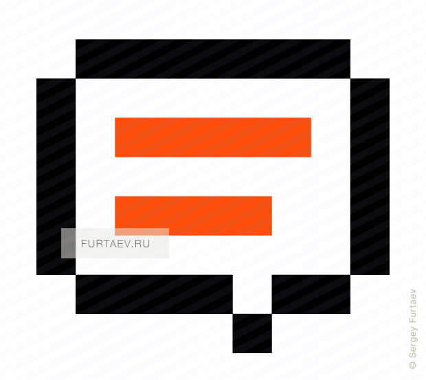Vector pixel art icon of speech balloon with text