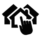 Vector icon of several houses under index finger