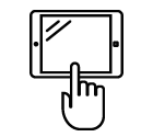 Vector icon of horizontally situated tablet computer under index finger