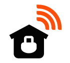 Vector icon of wireless signal going from house with closed padlock