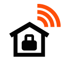 Vector icon of wireless signal going from house with closed padlock