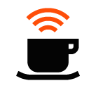 Vector icon of mug under Wi-Fi signal sign
