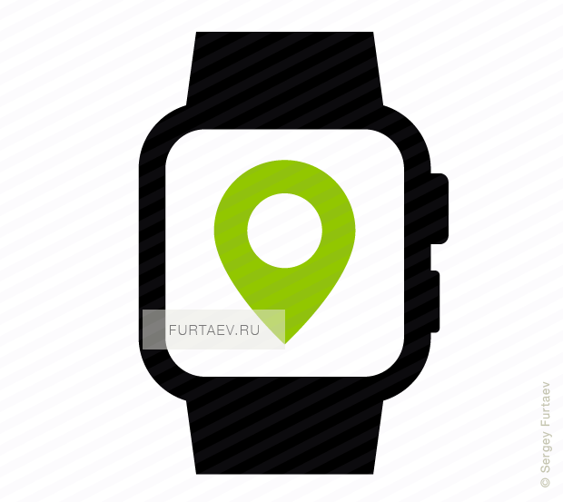 Vector icon of smart watch with map marker on screen