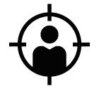 Vector icon of person under crosshair