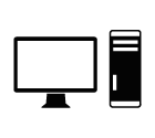 Vector icon of computer monitor with tower case