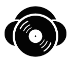 Vector icon of vinyl record in headphones