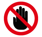 Vector icon of prohibitory sign with hand inside