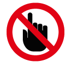 Vector icon of prohibitory sign with index finger inside
