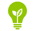 Vector icon of electric lamp with young shoots growing up inside