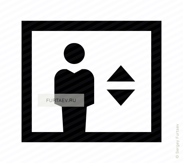 Vector icon of man in elevator