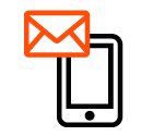 Vector icon of mobile phone under envelope