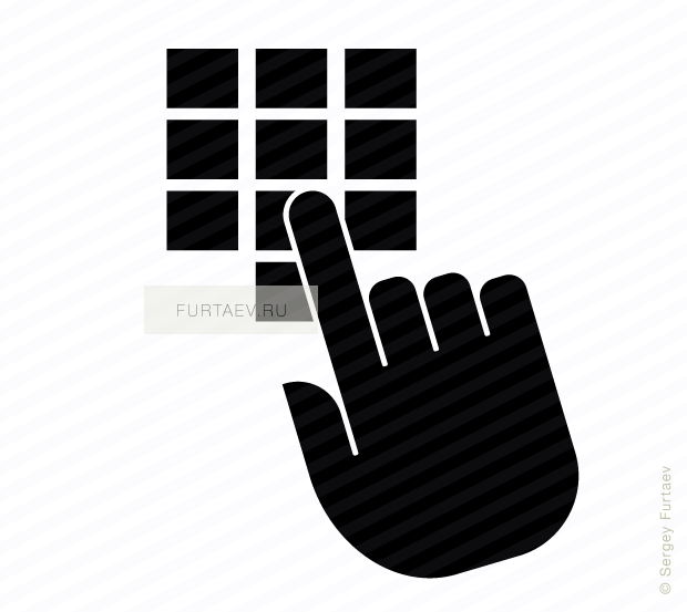 Vector icon of hand entering secret code on keypad