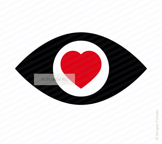 Vector icon of eye with heart in pupil