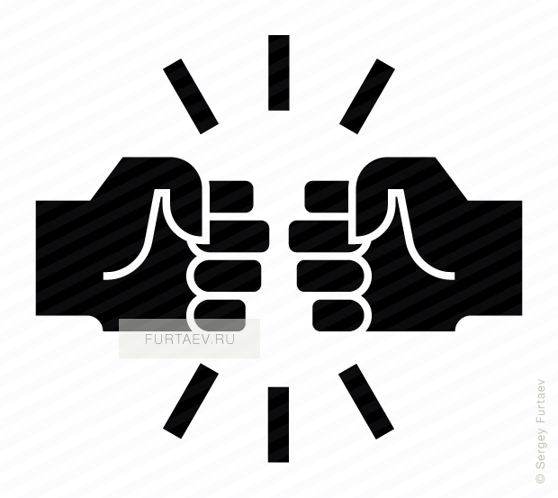 Vector icon of two fists bumping together