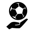 Vector icon of hand holding soccer ball